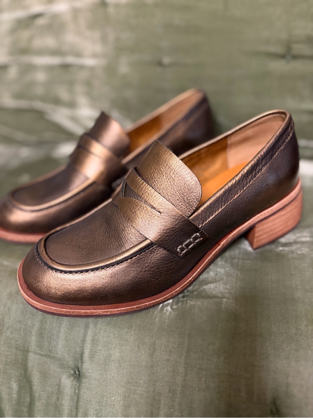 Kork-Ease Metallic Bronze Penny Loafers #1129